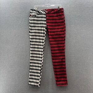 Royal Bones Daang Jeans Junior 13 Black White Red Harlequin Skinny Stretch Punk